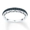 Black Diamond Anniversary Ring 1/4 Ct Tw Round-cut 10K White Gold