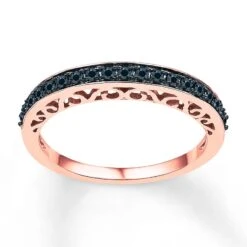 Black Diamond Anniversary Ring 1/4 Ct Tw Round-cut 10K Rose Gold