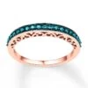 Blue Diamond Anniversary Ring 1/4 Ct Tw Round-cut 10K Rose Gold