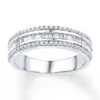 Diamond Anniversary Ring 1 Ct Tw Baguette-cut 10K White Gold
