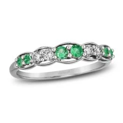 Le Vian Emerald & Diamond Stacking Ring 1/6 Ct Tw Diamonds 14K Vanilla Gold