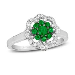 Le Vian Emerald & Diamond Ring 1/10 Ct Tw Diamonds 14K Vanilla Gold