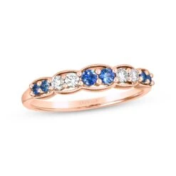 Le Vian Sapphire & Diamond Stacking Ring 1/6 Ct Tw Diamonds 14K Strawberry Gold