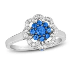 Le Vian Sapphire & Diamond Ring 1/10 Ct Tw Diamonds 14K Vanilla Gold