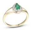 Emerald & Diamond Ring 1/20 Ct Tw 10K Yellow Gold