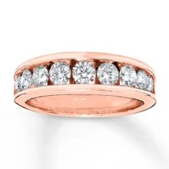 Diamond Wedding Band 1-1/5 Ct Tw Round-cut 14K Rose Gold