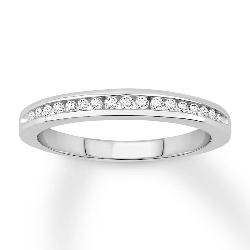 Diamond Wedding Band 1/6 Ct Tw Round-cut 10K White Gold 1 Diamond Wedding Band 1/6 Ct Tw Round-cut 10K White Gold