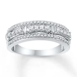 Diamond Anniversary Ring 1/2 Ct Tw Round-cut 10K White Gold