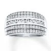 Diamond Anniversary Ring 1 Ct Tw Round-cut 14K White Gold