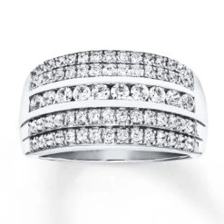 Diamond Anniversary Ring 1 Ct Tw Round-cut 14K White Gold