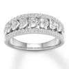Diamond Heart Anniversary Band 1/2 Ct Tw Round 14K White Gold