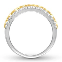 Diamond Anniversary Band 1 Ct Tw Round-cut 14K Two-Tone Gold 5 Diamond Anniversary Band 1 Ct Tw Round-cut 14K Two-Tone Gold -Vrai shop V 533087502 2 800