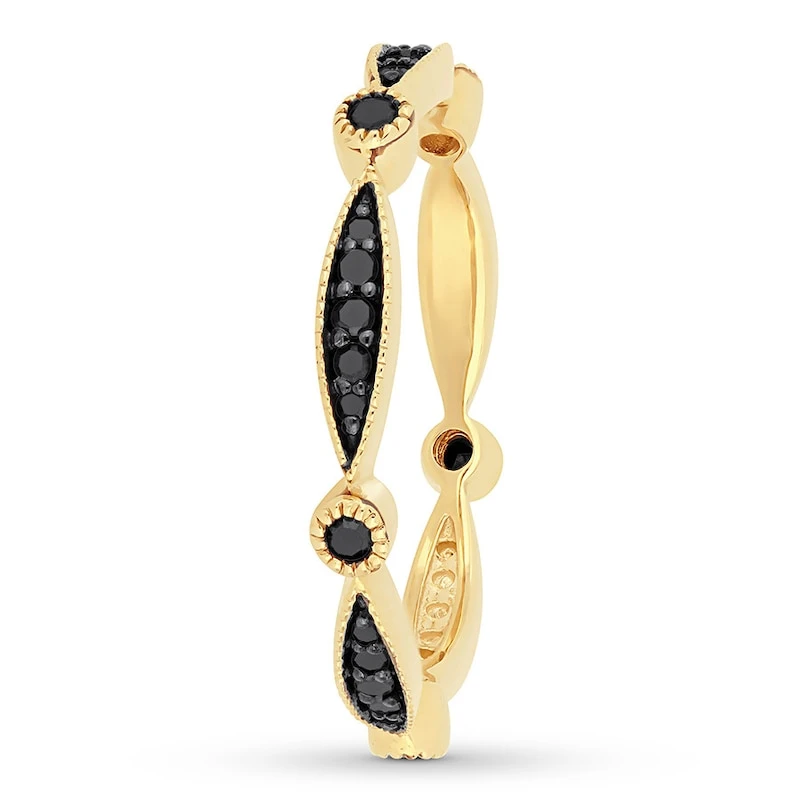 Black Diamond Anniversary Band 1/4 Ct Tw 10K Yellow Gold 3 Black Diamond Anniversary Band 1/4 Ct Tw 10K Yellow Gold - Image 3
