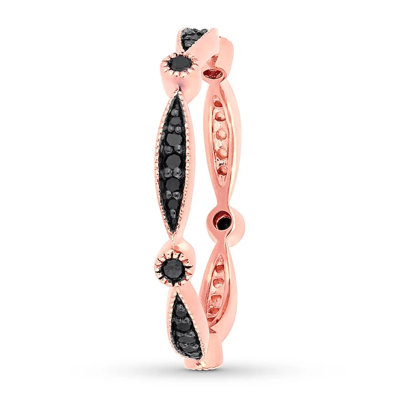 Black Diamond Anniversary Band 1/4 Ct Tw 10K Rose Gold 3 Black Diamond Anniversary Band 1/4 Ct Tw 10K Rose Gold - Image 3