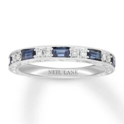 Neil Lane Sapphire Anniversary Band 1/6 Ct Tw Diamonds 14K Gold
