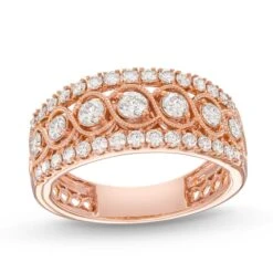 Diamond Anniversary Band 1 Ct Tw Round-cut 10K Rose Gold