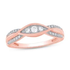Diamond Anniversary Ring 1/5 Ct Tw 10K Rose Gold