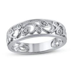 Diamond Anniversary Ring 1/20 Ct Tw In 10K White Gold