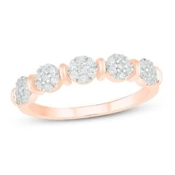 Diamond Anniversary Ring 1/4 Ct Tw Round-cut 10K Rose Gold