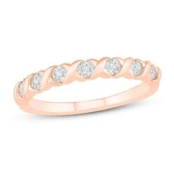 Diamond Anniversary Ring 1/3 Ct Tw Round-cut 10K Rose Gold