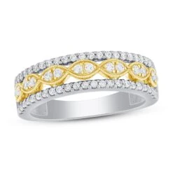 Diamond Anniversary Ring 1/2 Ct Tw Round-cut 14K Two-Tone Gold