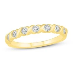 Diamond Anniversary Ring 1/3 Ct Tw Round-cut 10K Yellow Gold
