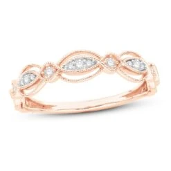 Diamond Anniversary Ring 1/10 Ct Tw Round-cut 10K Rose Gold