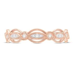 Diamond Anniversary Ring 1/10 Ct Tw Round-cut 10K Rose Gold -Vrai shop V 533457305 2 800