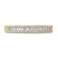 Diamond Anniversary Ring 1/4 Ct Tw Round/Baguette 10K Yellow Gold -Vrai shop V 533458408 2 800