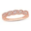 Diamond Anniversary Ring 1/4 Ct Tw Round/Baguette 10K Rose Gold