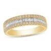 Diamond Anniversary Ring 1/2 Ct Tw Round/Baguette 10K Yellow Gold
