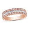 Diamond Anniversary Ring 1/2 Ct Tw Round/Baguette 10K Rose Gold