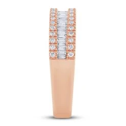 Diamond Anniversary Ring 1/2 Ct Tw Round/Baguette 10K Rose Gold 5 Diamond Anniversary Ring 1/2 Ct Tw Round/Baguette 10K Rose Gold -Vrai shop V 533480909 1 800