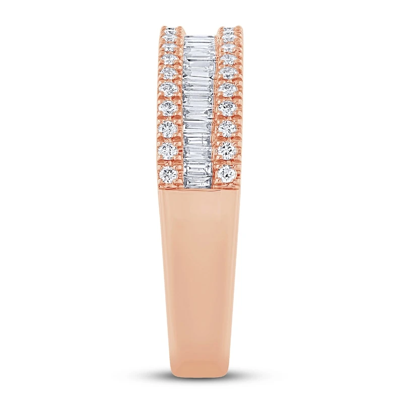 Diamond Anniversary Ring 1/2 Ct Tw Round/Baguette 10K Rose Gold 2 Diamond Anniversary Ring 1/2 Ct Tw Round/Baguette 10K Rose Gold - Image 2