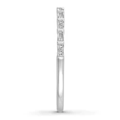 Diamond Anniversary Band 1/5 Cttw Baguette/Round 10K White Gold -Vrai shop V 580255204 2 800