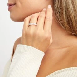 THE LEO Diamond Anniversary Ring 1-1/2 Ct Tw Round-cut 14K White Gold -Vrai shop V 580739504 6 800