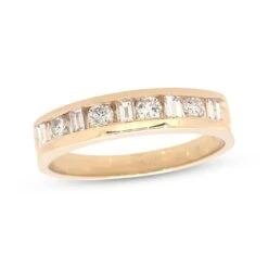 Previously Owned Diamond Anniversary Ring 1/2 Ct Tw Round & Baguette-cut 14K Yellow Gold