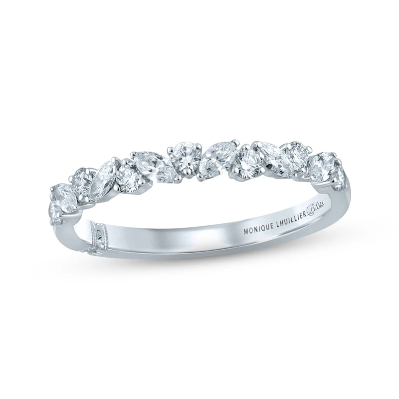 Previously Owned Monique Lhuillier Bliss Diamond Wedding Band 1/2 Ct Tw Marquise & Round-cut 18K White Gold 1 Previously Owned Monique Lhuillier Bliss Diamond Wedding Band 1/2 Ct Tw Marquise & Round-cut 18K White Gold
