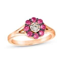 Le Vian Diamond & Ruby Ring 1/20 Ct Tw Diamonds 14K Strawberry Gold