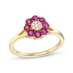 Le Vian Diamond & Ruby Ring 1/20 Ct Tw Diamonds 14K Honey Gold