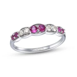 Le Vian Ruby & Diamond Stacking Ring 1/6 Ct Tw Diamonds 14K Vanilla Gold