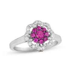 Le Vian Ruby & Diamond Ring 1/10 Ct Tw Diamonds 14K Vanilla Gold