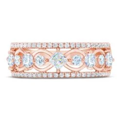 THE LEO First Light Diamond Princess & Round-Cut Anniversary Ring 1 Ct Tw 14K Rose Gold -Vrai shop V 994100802 2 800