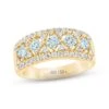 THE LEO First Light Diamond Princess & Round-Cut Anniversary Ring 1-1/2 Ct Tw 14K Yellow Gold