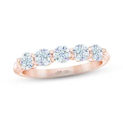 THE LEO First Light Diamond Anniversary Ring 1 Ct Tw Round-cut 14K Rose Gold